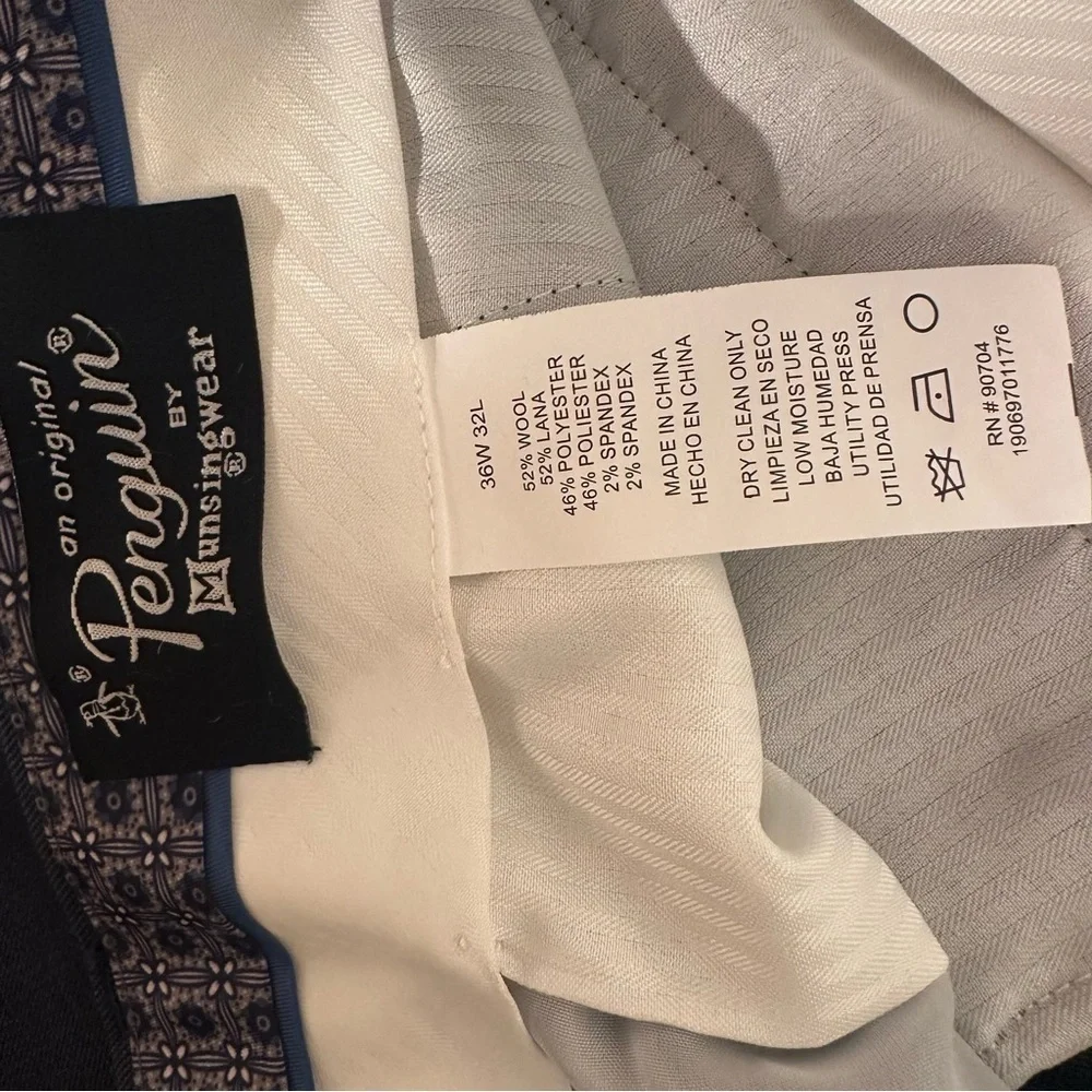 NWT Original Penguin Men’s Dress Pants Blue Shark Wool Slim Fit Stretch 36x32
